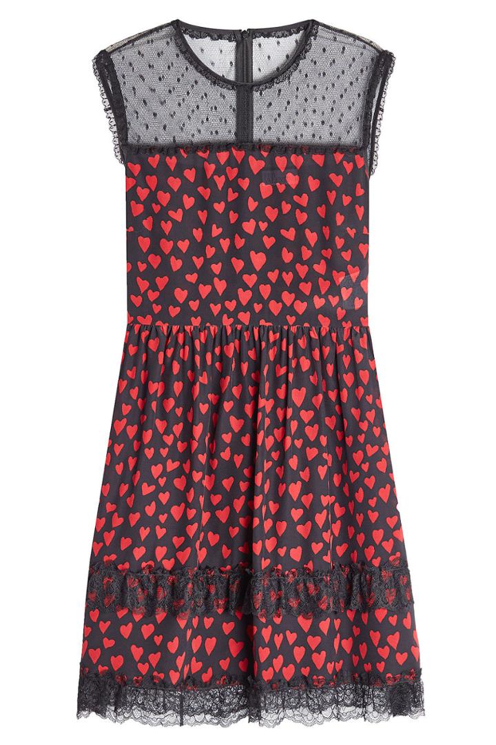 R.e.d. Valentino R.e.d. Valentino Printed Silk Dress With Lace