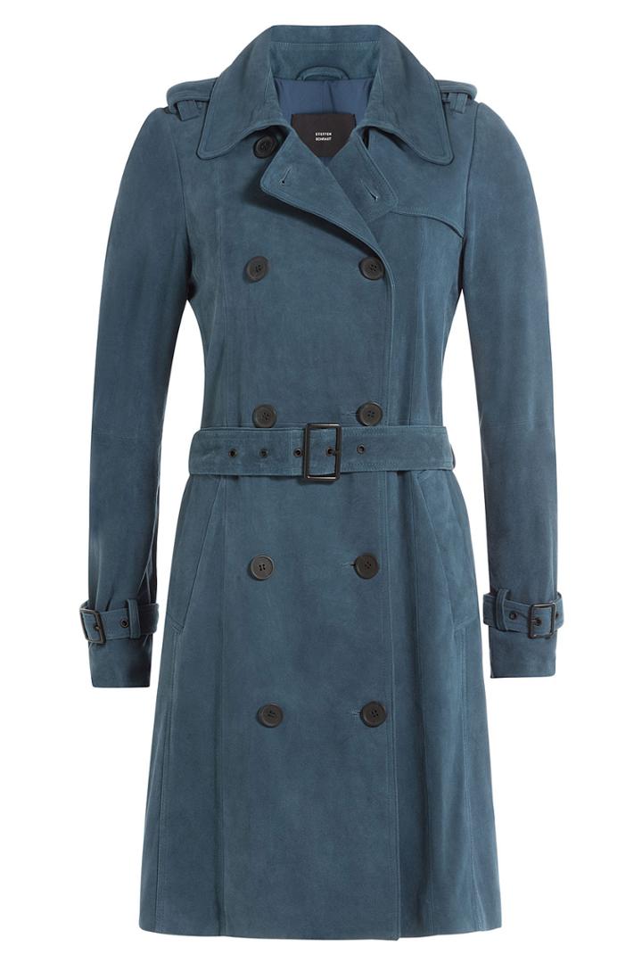 Steffen Schraut Steffen Schraut Suede Trench Coat - Blue