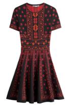Alexander Mcqueen Alexander Mcqueen Intarsia Dress With Wool And Silk - Black