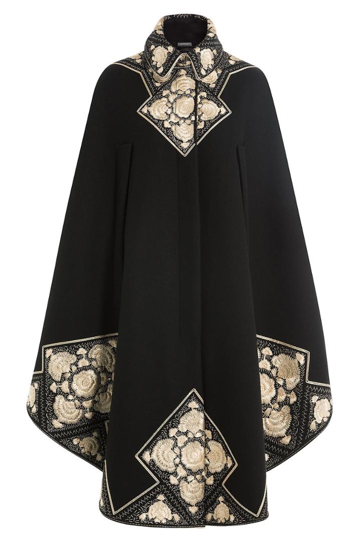 Alexander Mcqueen Alexander Mcqueen Embroidered Virgin Wool Cape