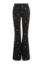 Alexander Mcqueen Alexander Mcqueen Wide Leg Pants With Embroidered Motifs - Black