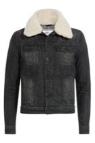 Ami Alexandre Mattiussi Ami Alexandre Mattiussi Denim Jacket With Detachable Textured Collar - Black