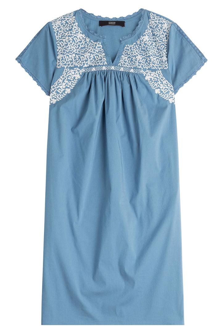 Steffen Schraut Steffen Schraut Embroidered Cotton Blend Dress - Blue
