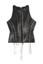 Dsquared2 Dsquared2 Leather Lace-up Top - Black