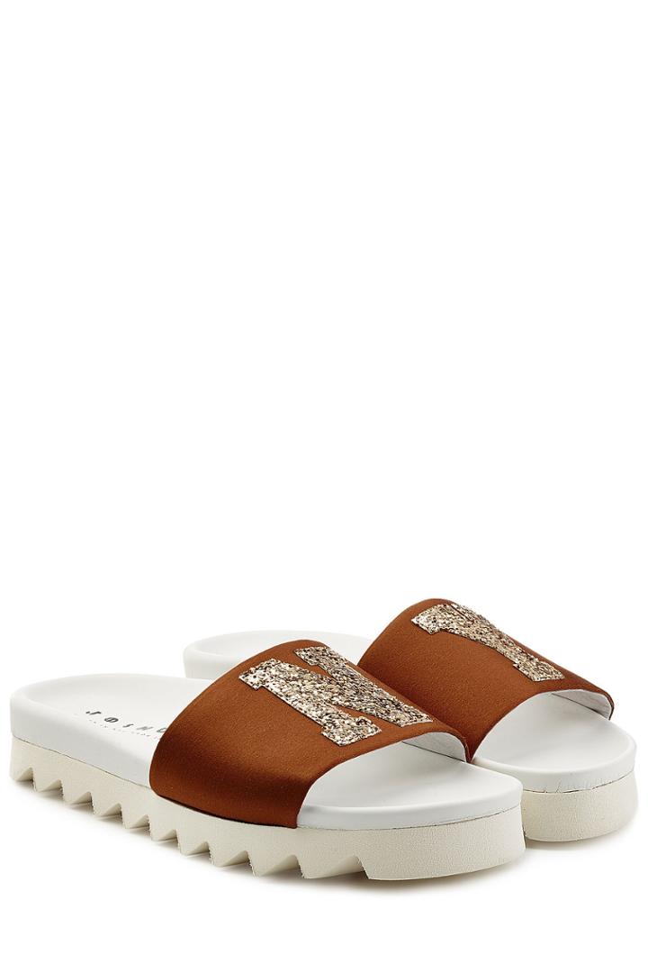Joshua Sanders Joshua Sanders Platform Slides With Glitter Ny Embellishment - Multicolor