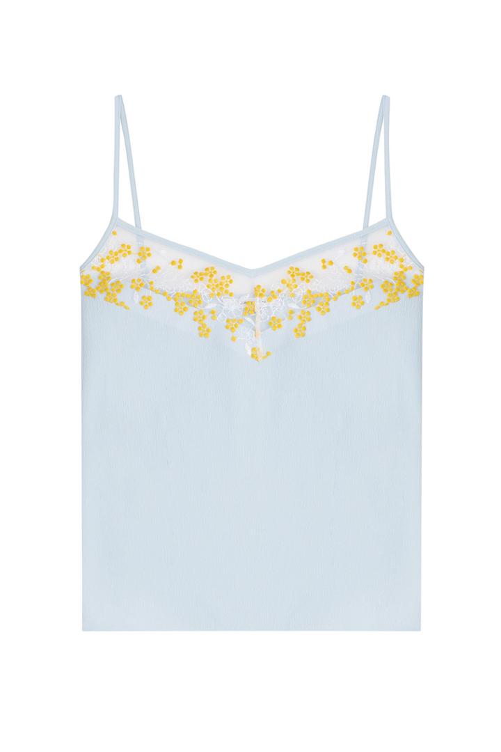 Carven Carven Crepe Tank Top With Floral Embroidery
