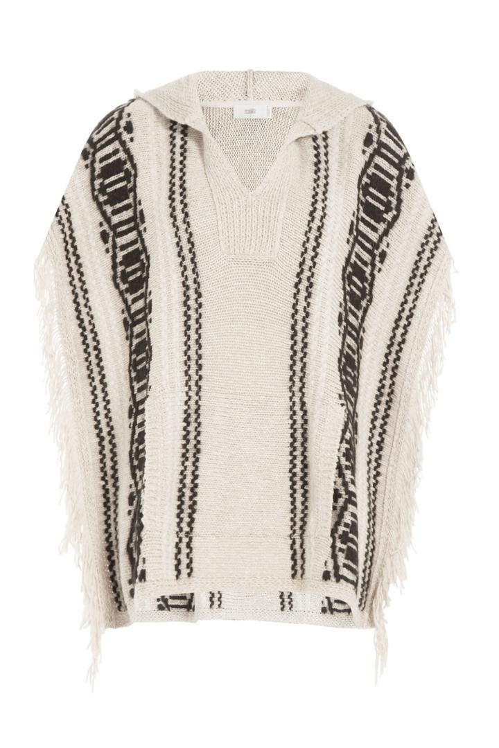 Closed Closed Poncho With Ethno Pattern - Brown