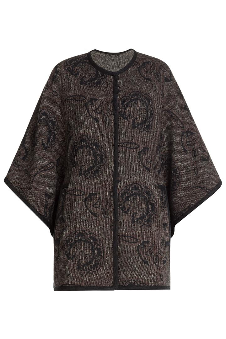 Etro Etro Printed Wool Blend Cape - Brown