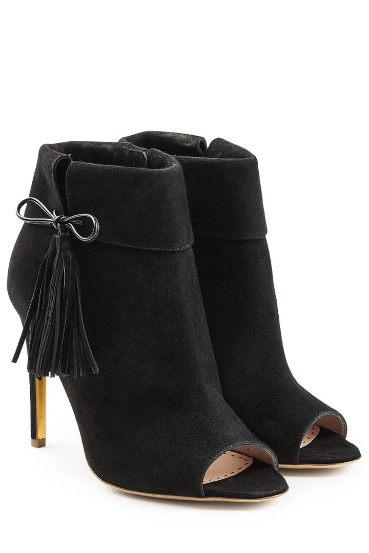 Rupert Sanderson Rupert Sanderson Tinsel Suede Open Toe Ankle Boots - Black