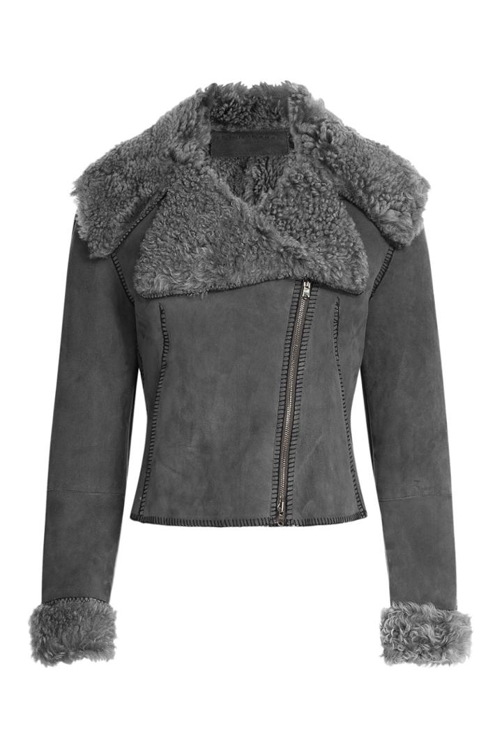 Donna Karan New York Donna Karan New York Shearling Biker Jacket - Grey