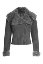 Donna Karan New York Donna Karan New York Shearling Biker Jacket - Grey