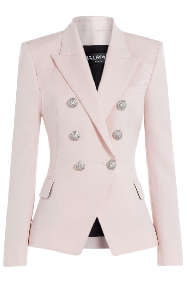 Balmain Balmain Wool Blazer With Embossed Buttons - Pink