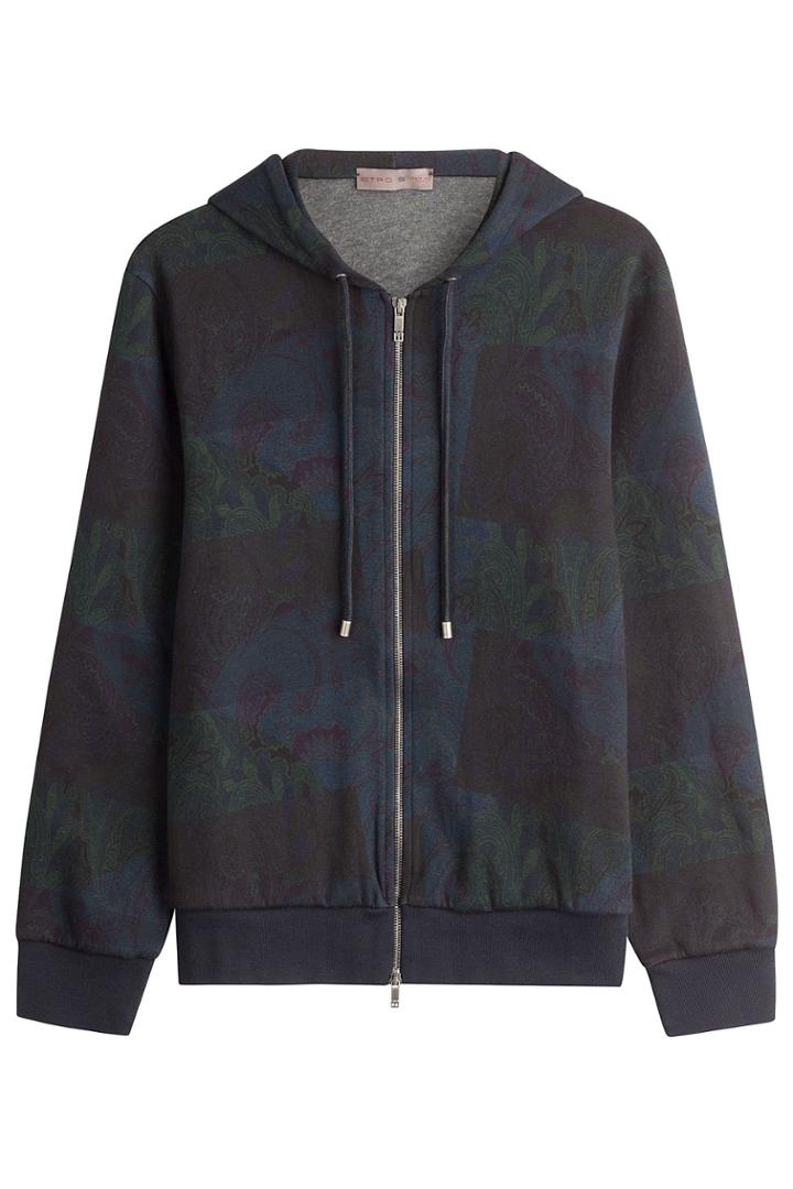 Etro Etro Patchwork Paisley Print Hooded Sweatshirt - Black