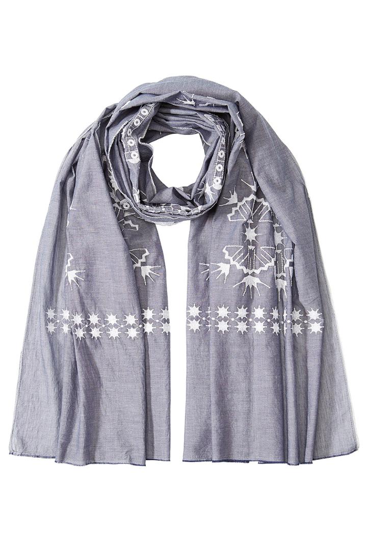 Steffen Schraut Steffen Schraut Embroidered Cotton Scarf - Blue