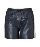 Jonathan Simkhai Leather Side Stripe Shorts In Navy