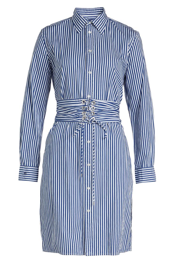 Polo Ralph Lauren Polo Ralph Lauren Cotton Shirt Dress With Lace-up Waist