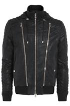 Balmain Balmain Leather Hooded Biker Jacket - None