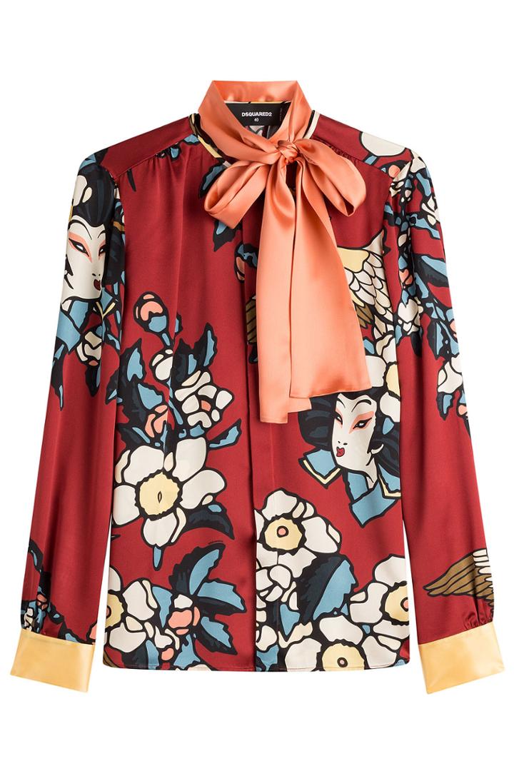 Dsquared2 Dsquared2 Printed Silk Blouse - Red