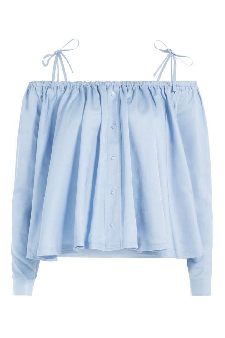 Sandy Liang Sandy Liang Bardot Blouse With Linen - Blue