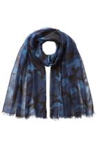 Valentino Valentino Camouflage Scarf With Cashmere And Silk - Blue