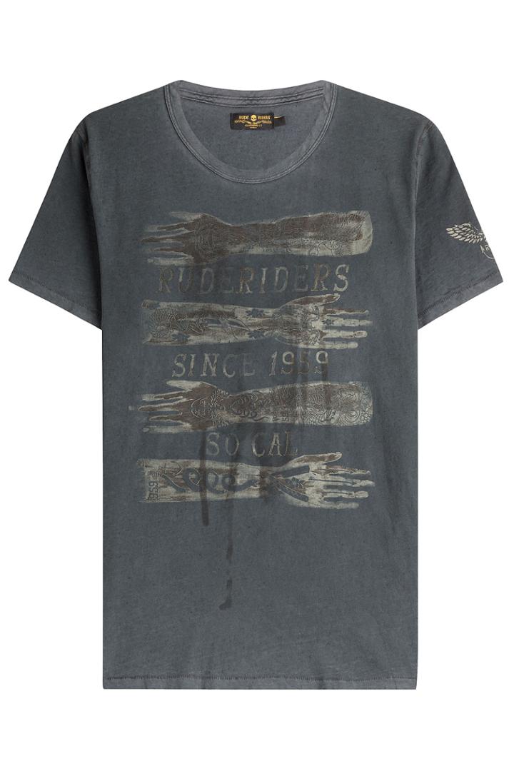 Rude Riders Rude Riders Rude Tattoo Cotton T-shirt - Grey