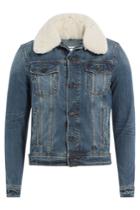 Ami Alexandre Mattiussi Ami Alexandre Mattiussi Denim Jacket With Detachable Textured Collar - Blue