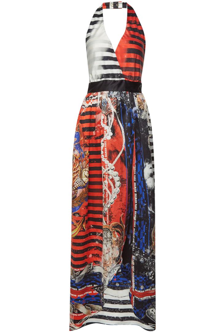 Balmain Balmain Printed Silk Maxi Dress