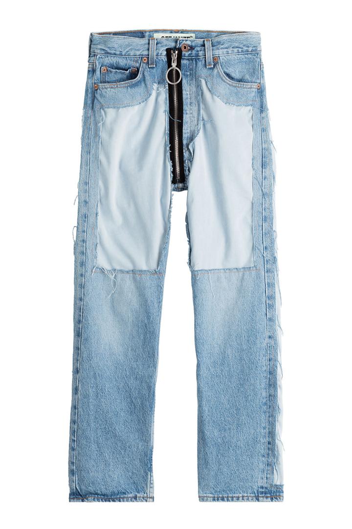 Off White Off White Distressed High-waist Jeans With Zipper