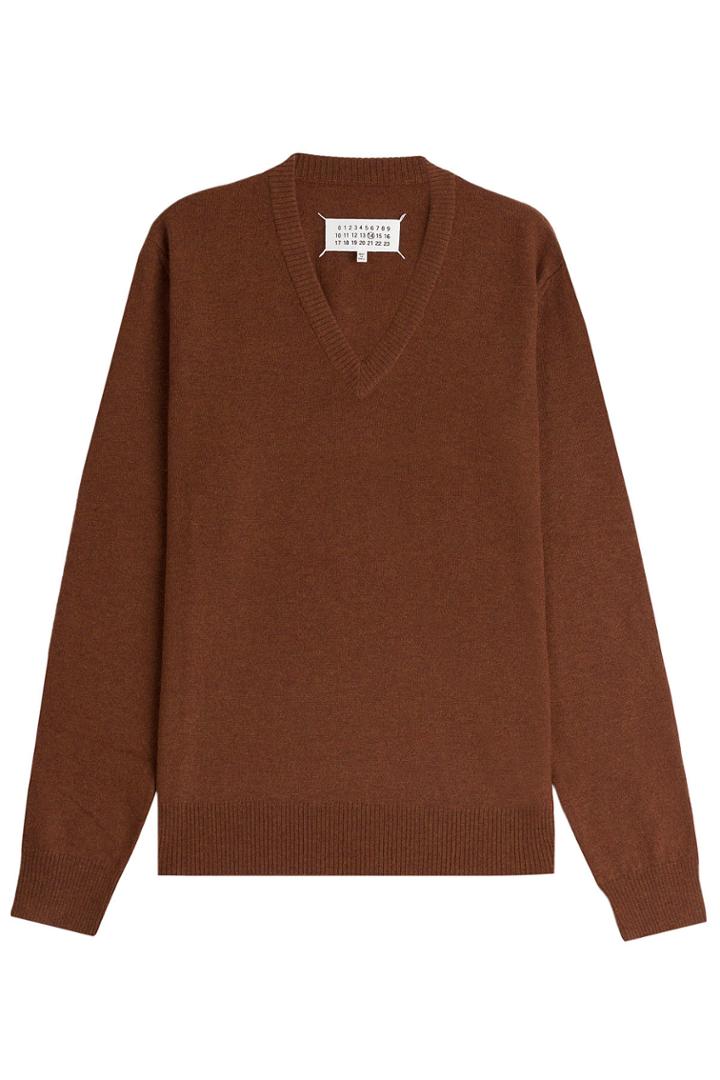 Maison Margiela Maison Margiela Wool Pullover With Leather Elbow Patches - Brown