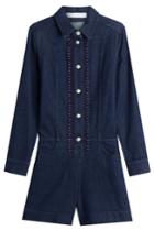 See By Chloé See By Chloé Jean Playsuit With Embroidered Crochet Detailing - Blue