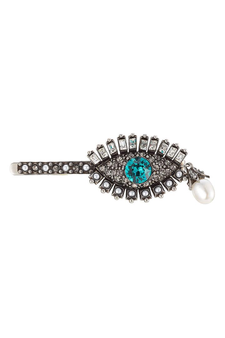 Alexander Mcqueen Alexander Mcqueen Jeweled Eye Barrette - Multicolored