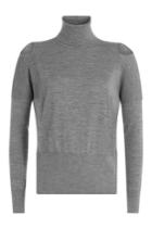 Vince Vince Wool Turtleneck Pullover With Cut-out Shoulders - Grey