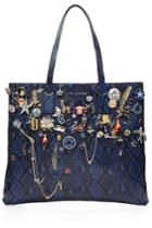 Marc Jacobs Marc Jacobs Snake Print Embellished Wingman Leather Tote - Blue