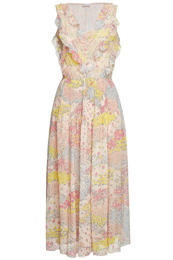 Red Valentino Red Valentino Floral Print Dress With Lace