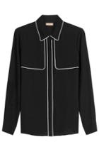 Burberry London Burberry London Mulberry Silk Blouse With Contrast Piping - Black