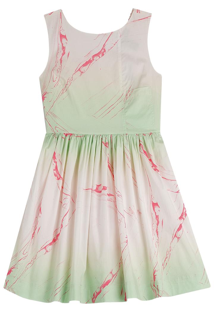 Marc By Marc Jacobs Marc By Marc Jacobs Milk Marble Stretch Poplin Tie Back Dress - Green