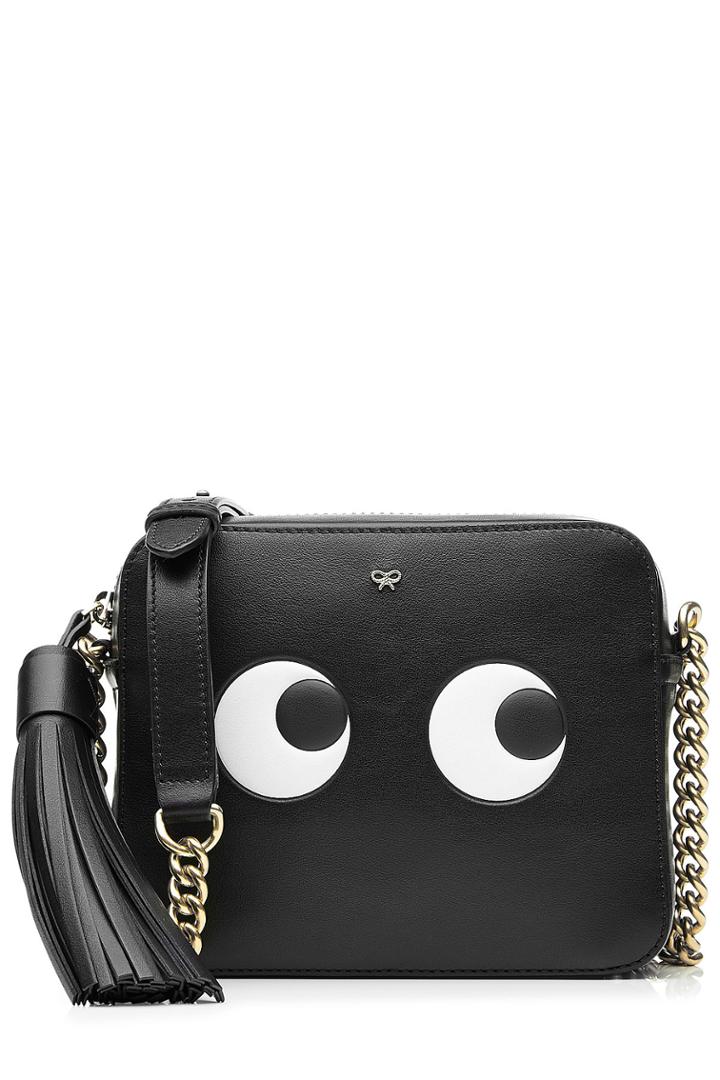 Anya Hindmarch Anya Hindmarch Eyes Leather Shoulder Bag - Black