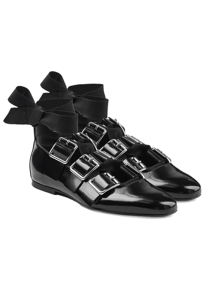 Jil Sander Jil Sander Buckle Strap Patent Leather Ballerinas