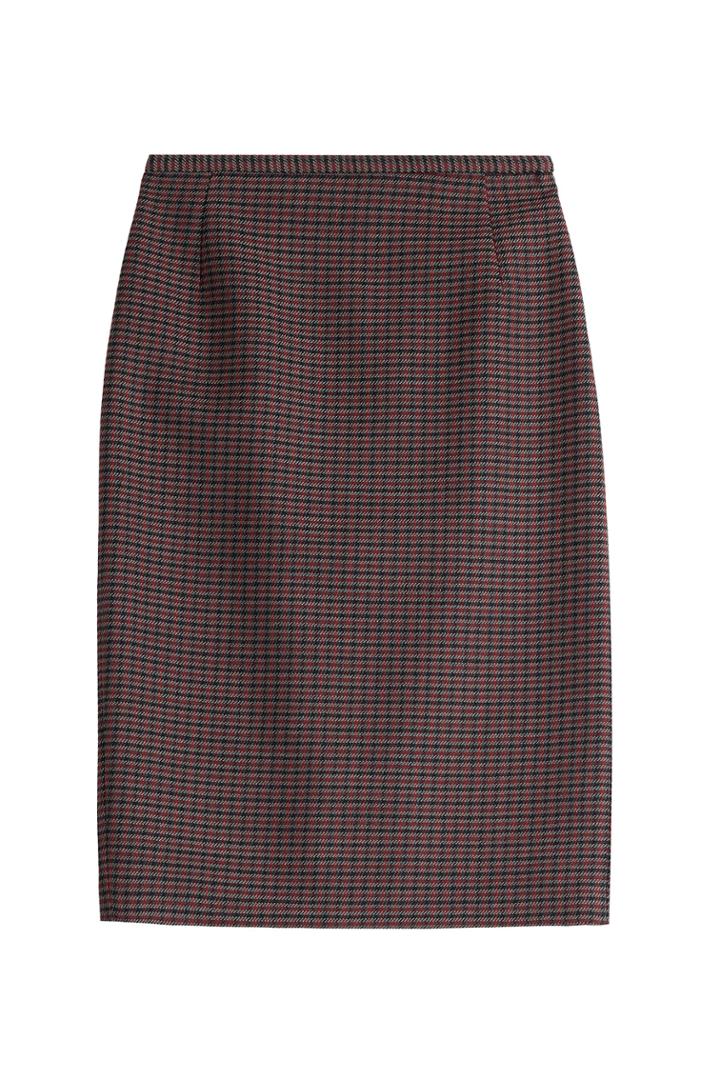 Michael Kors Michael Kors Check Print Wool Pencil Skirt - Red