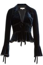 Emilio Pucci Emilio Pucci Velvet Peplum Jacket With Fluted Sleeves - Blue