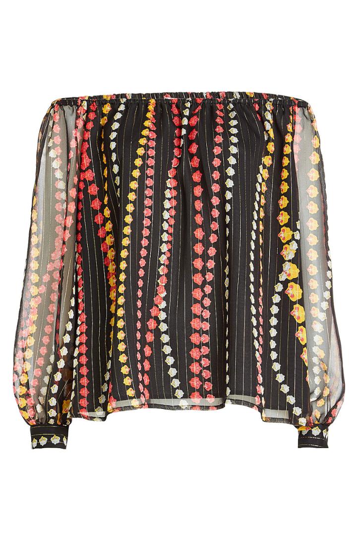 Dhela Dhela Printed Silk Bardot Blouse