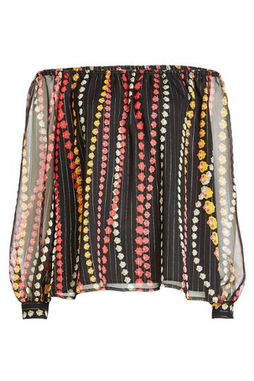 Dhela Dhela Printed Silk Bardot Blouse