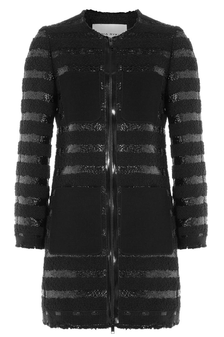 Sonia Rykiel Sonia Rykiel Textured Cotton-blend Coat - Black