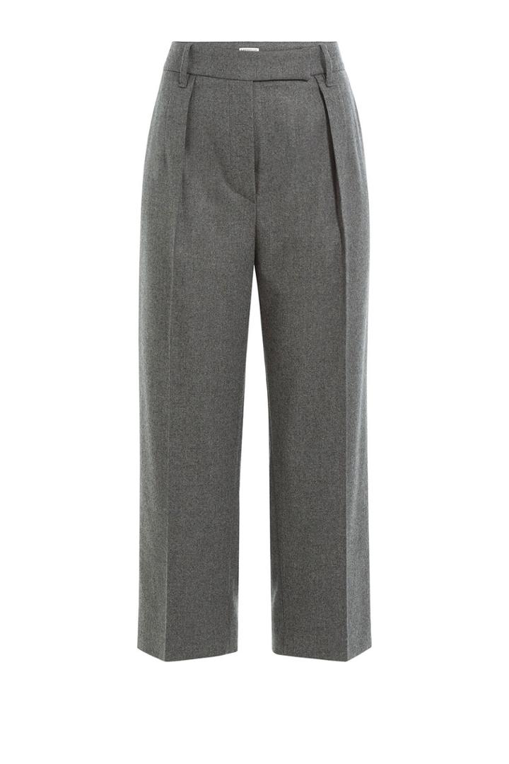 Brunello Cucinelli Brunello Cucinelli Cotton-wool Blend Wide Leg Cropped Pants