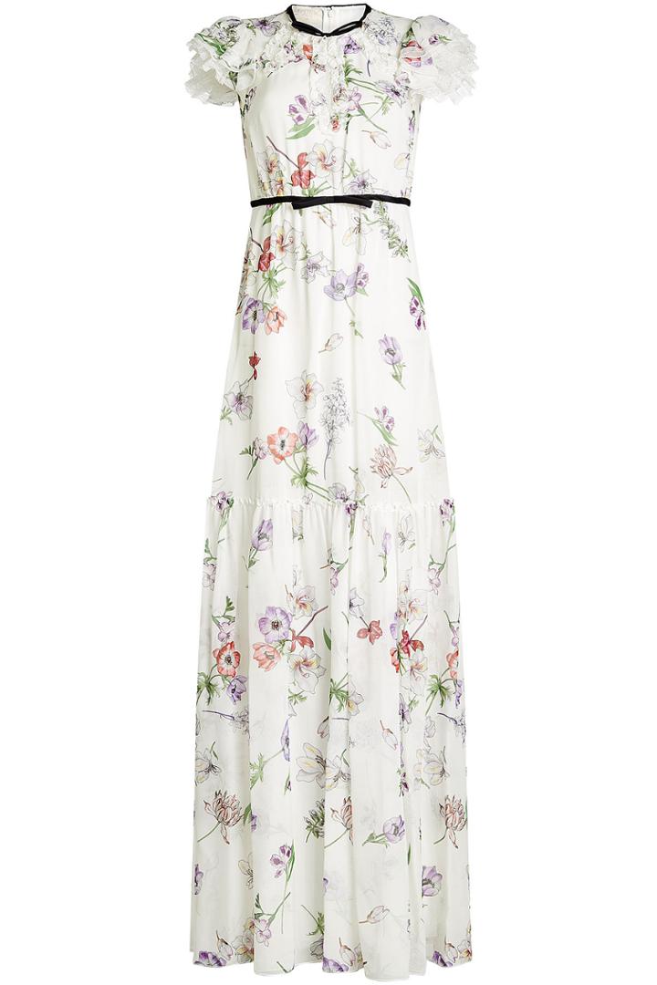 Giambattista Valli Giambattista Valli Printed Silk Dress With Lace