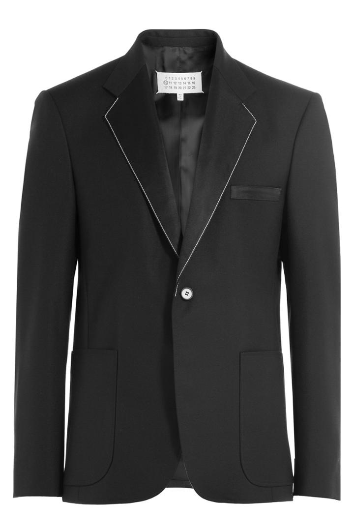 Maison Margiela Maison Margiela Wool-mohair Blazer With Contrast Stitched Trim