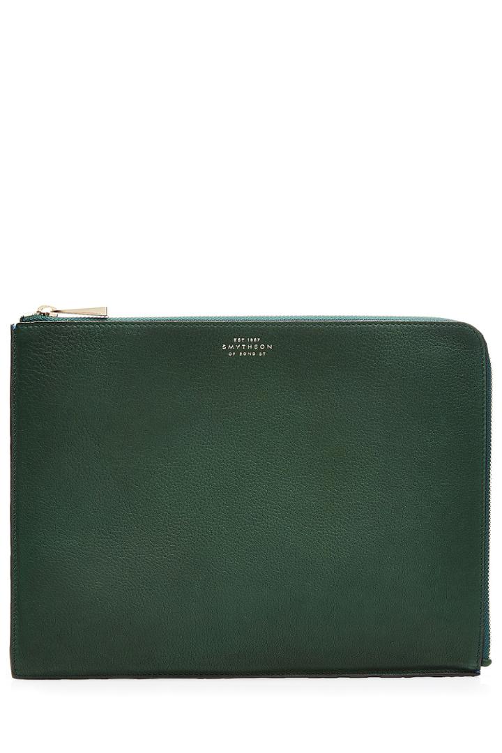 Smythson Smythson Leather Medium Pouch - Green
