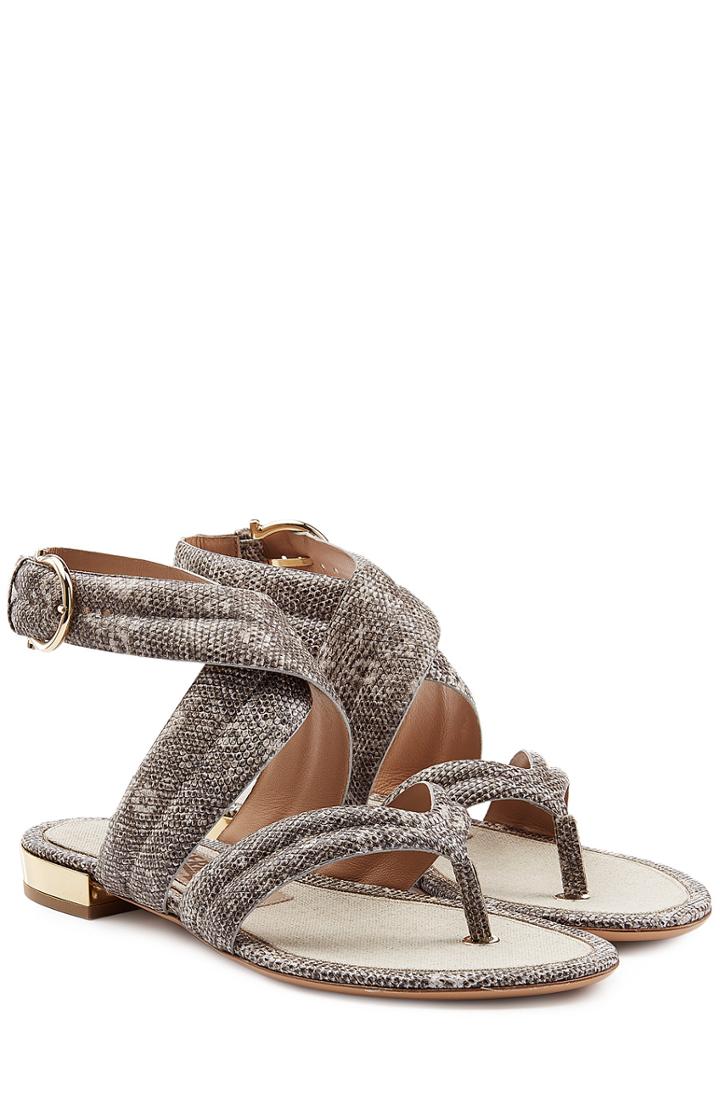 Salvatore Ferragamo Snake Print Leather Sandals