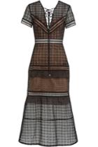 Self-portrait Self-portrait Lace-up Peplum Midi Dress