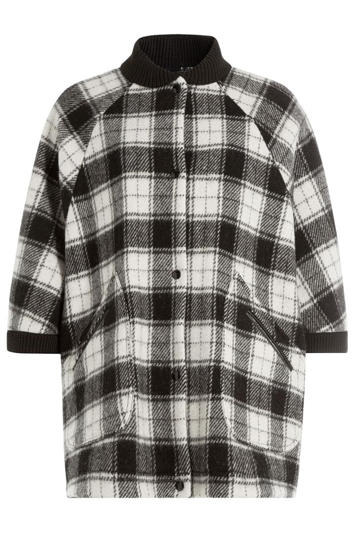 M Missoni M Missoni Wool Plaid Short Sleeve Cape - Black